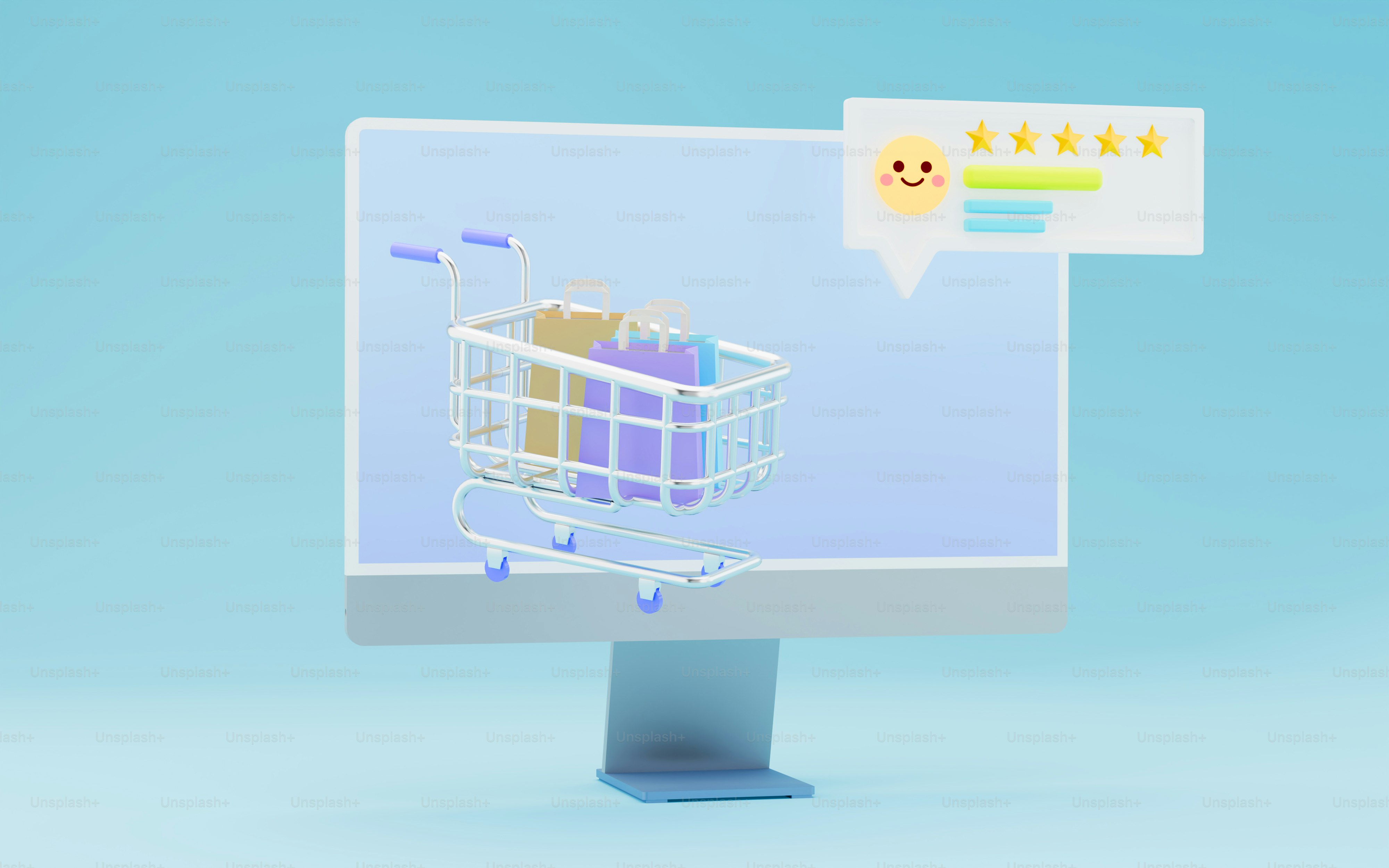 A computer screen with a shopping cart on it